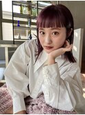 切りっぱなしロブ×ボルドーカラー
