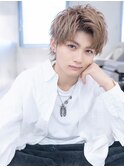 メンズハイトーンカラーアップバングツーブロックモテ髪