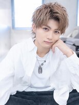 イオ 本厚木(io)&nbsp;メンズハイトーンカラーアップバングツーブロックモテ髪