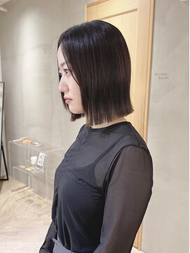 ローレン(LOREN) 黒髪/ボブルフ/ネビージュ/小顔/ワンレン/栄/髪質改善/前髪