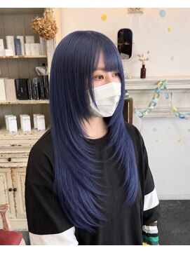 セットアップ 岡山北長瀬店(SET-UP) (ブリーチカラー) レイヤーカット×ブルーラベンダー