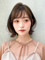 小顔前髪Aラインボブイヤリングカラーかきあげマロンベージュ♪