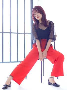 ラフィス ヘアーフラム 難波戎橋2号店(La fith hair flamme) 【La fith】レイヤーカット×ピンクブラウン