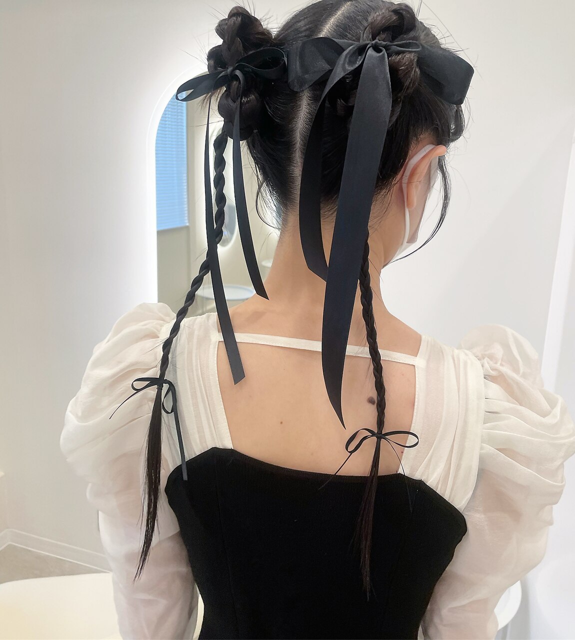 タイトツイン三つ編み/黒リボン：L197244589｜ニューミー(new me)の