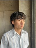 20代30代ハイライトメッシュカラー×メンズパーマ×メンズカット