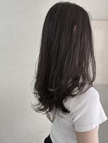 キャンバス バイ ネオリーブ 横浜西口(Canvas by neo.)&nbsp;ロングレイヤーカット 秋ヘア 暗髪 艶髪 ダークグレー 顔周り