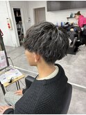 ツイストスパイラルパーマツーブロック刈り上げメンズマッシュ