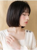 シースルーバング黒髪艶感ストレート丸みボブ308W川口30代40代
