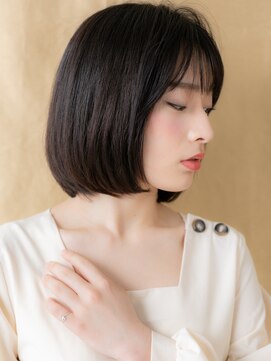 カバーヘア ブリス 川口(COVER HAIR bliss) シースルーバング黒髪艶感ストレート丸みボブ308W川口30代40代