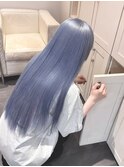14607艶髪ネイビーブルーブルーシルバーレイヤーブルーカラー