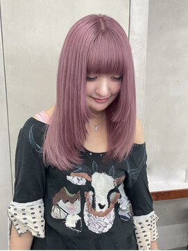 ニコ トウキョウ 渋谷(nico TOKYO) ダブルカラーチェリーレッドピンクブラウン韓国レイヤーロング