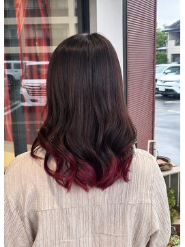 アース いわき店(HAIR&MAKE EARTH) ダークブラウン×裾レッドグラデーション