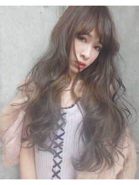 ヘアールーム プリズム(Hair room Prism) 【ふんわりカラー】ハイトーンベージュ×ビックカールロング