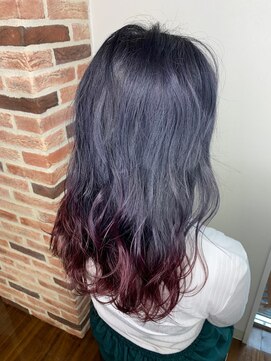 ジウ 上通り(JIU) 黒髪暗髪立体感×グレージュ×グラデーション×ピンクベリー