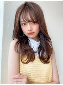 大人可愛い/小顔/マロンベージュ/韓国/かきあげロング