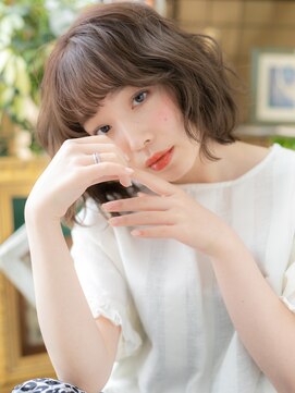 カバーヘア ブリス 大宮西口(COVER HAIR bliss) オン眉前下がりくせ毛風外ハネカールミディb大宮20代30代40代