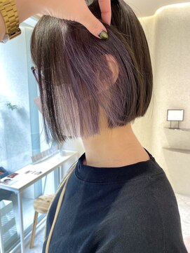 マイル 渋谷(mile) ツヤっとボブ×ラベンダーインナーカラー