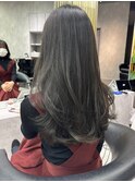 レイヤーカット ダークグレージュ 韓国ヘア 表参道