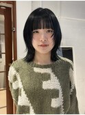 【中澤彩乃】アッシュブラックパープルブラックウルフカット前髪