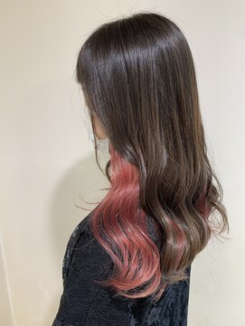 アズール 草加(azule) イヤリングカラー　ケアブリーチ　ピンク×ナチュラルブラウン