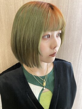 マイノリティー 石橋店(Minority) デザインカラー　インナーカラー　切りっぱなしボブ