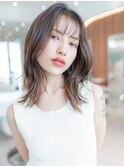 ☆20代30代大人可愛い斜めバングレイヤーカットシルキーベージュ