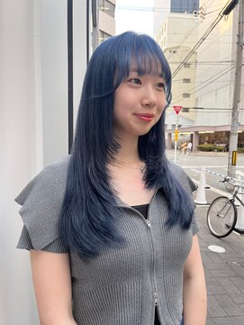 カフ(CAF) CAF FUKO シアーブルー/レイヤーカット/寒色系カラー/大阪心斎橋