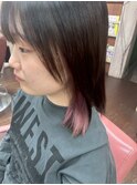 20代30代40代大人可愛いインナーカラー×ピンク ストレートロブ