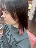ナンバーエイト(number eight)&nbsp;20代30代40代大人可愛いインナーカラー×ピンク ストレートロブ