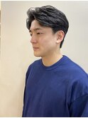 大人七三アップバング　ナチュラルツーブロ