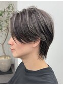大人男子センターパートウルフコントラストハイライト20代30代