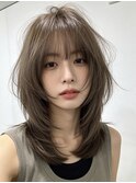 くびれボブフェイスフレーミングミディアムウルフピンクミニボブ