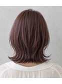 大人可愛いピンクブラウン外ハネミディ