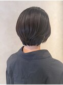 丸みショートボブ×艶ブラウン