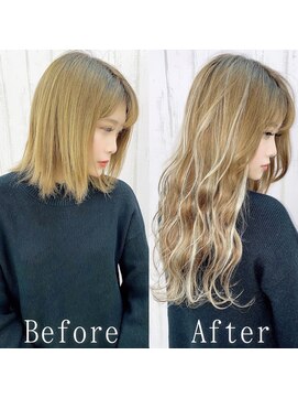 あるじゃんすー 梅田店 ハニーブラウン×ホワイト#シールエクステ#大人かわいい#梅田