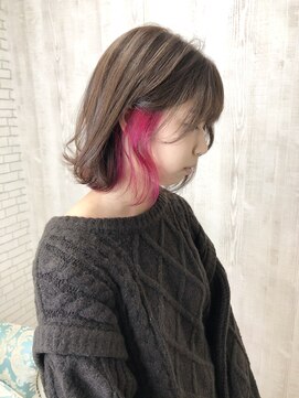 ラッズプラスエイチ(Lads+h) ショコラベージュ　インナーカラー　ピンク