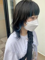 ヘアー アイス ルーチェ(HAIR ICI LUCE)&nbsp;ブルーカラー フェイスフレーミング ウルフカット 担当城倉
