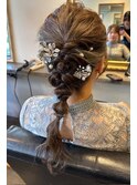 結婚式お呼ばれヘアー　編み下しスタイル
