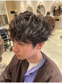 三軒茶屋_メンズ_ミディアム_スパイラルパーマ_無造作_大人ヘア