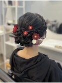 三つ編みアップヘア