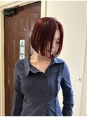 ブリーチなしカラー/外国人風カラー/ボブカット/20代/30代/赤髪
