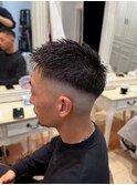 おしゃれ坊主コンマパングメンズウルフマレットヘア