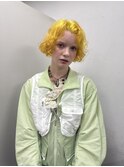 ミニボブカットハイトーンハニーイエローカラー