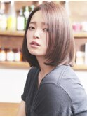 センターパート×暗髪×ワンカールロブ[橋本駅]