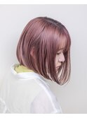 ピンク#ボブ#切りっぱなし#ダブルカラー#ケアブリーチ#豊橋#豊川