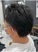 黒髪シンプル×爽やかオールバックショート