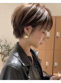 似合わせカットアースカラーのショートボブ