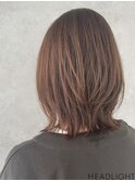 レイヤーミディアムミニウルフデジタルパーマチェリーブラウン
