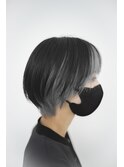 コントラストハイライトくびれショートマッシュショート前髪あり
