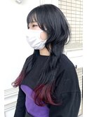ロングウルフ裾カラーレッドm